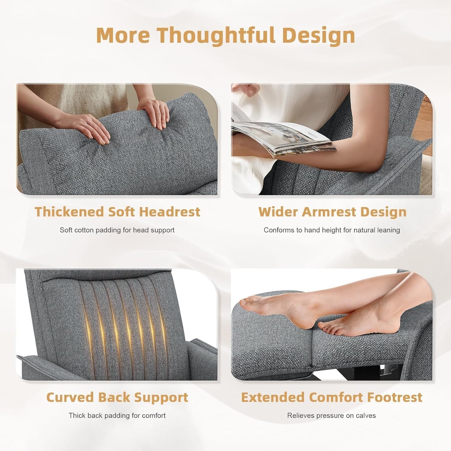 Swivel Rocking Recliner Chair Massage Heat 135° Recline Footrest Dual Pockets
