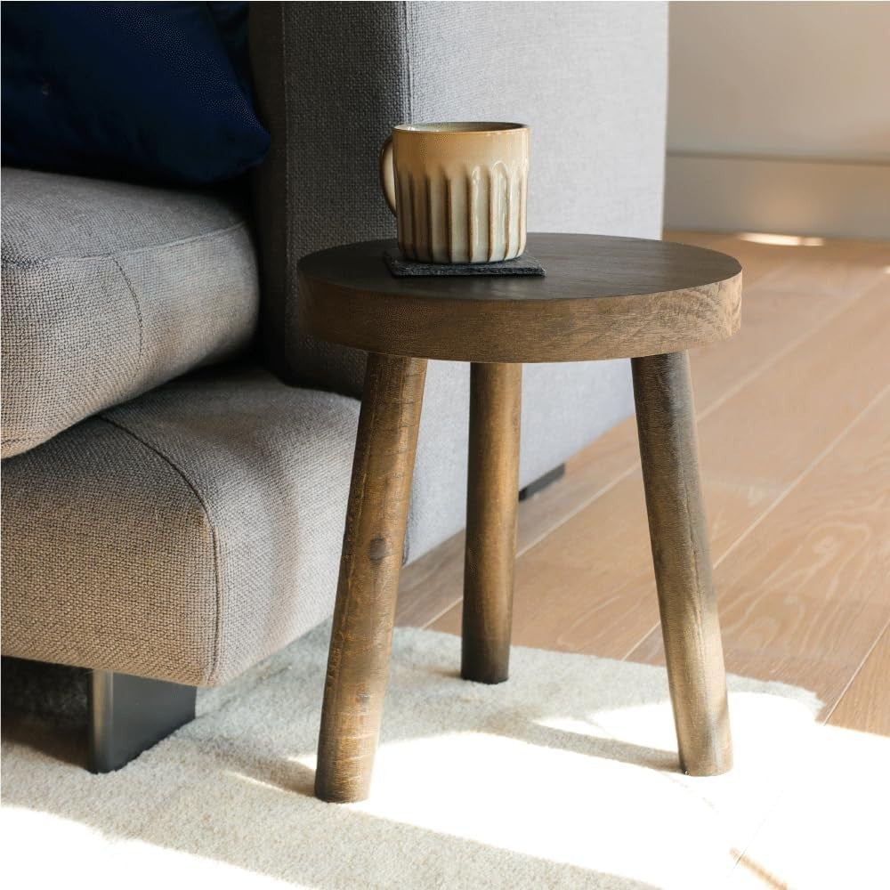 Rustic Wooden Side Table Plant Stand Mini Stool Bedside Table 35cm Solid Wood