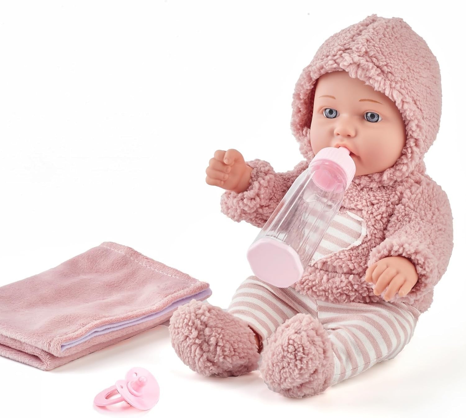 12in Baby Doll Set Toddler Toy with Bottle Blanket Pacifier Gift