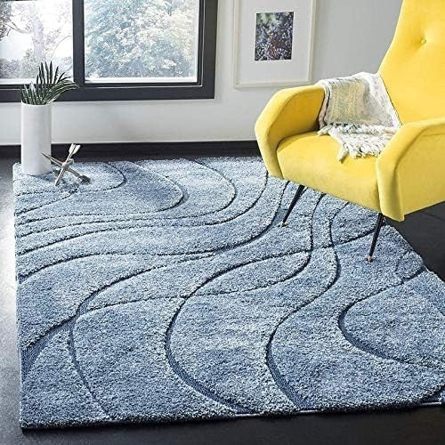 Blue Grey Shaggy Area Rug 240x300cm Extra Thick Soft Pile Anti Slip Carpet