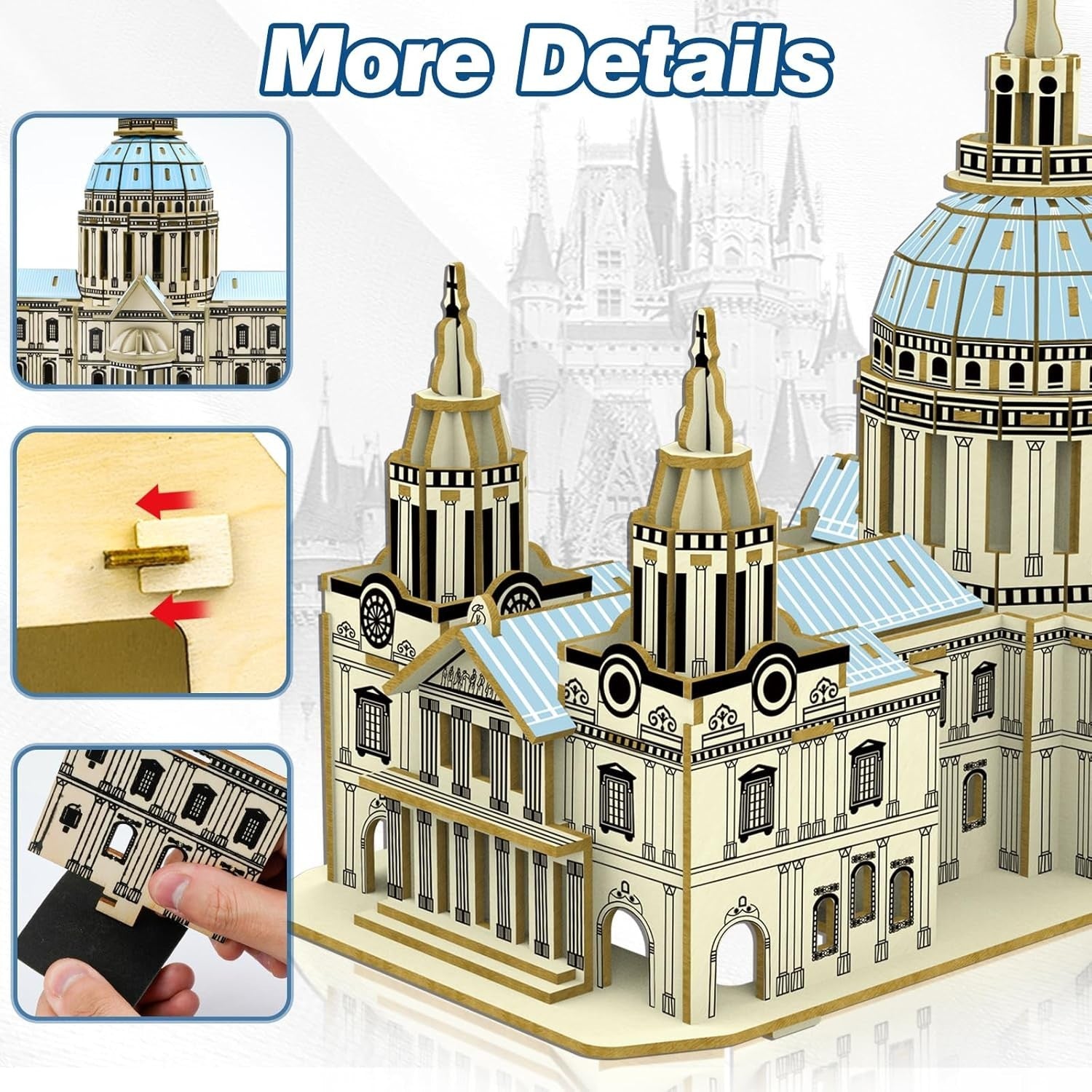 3D Wooden St. Paul’s Cathedral Puzzle Model DIY Craft Kit Gift for Adults