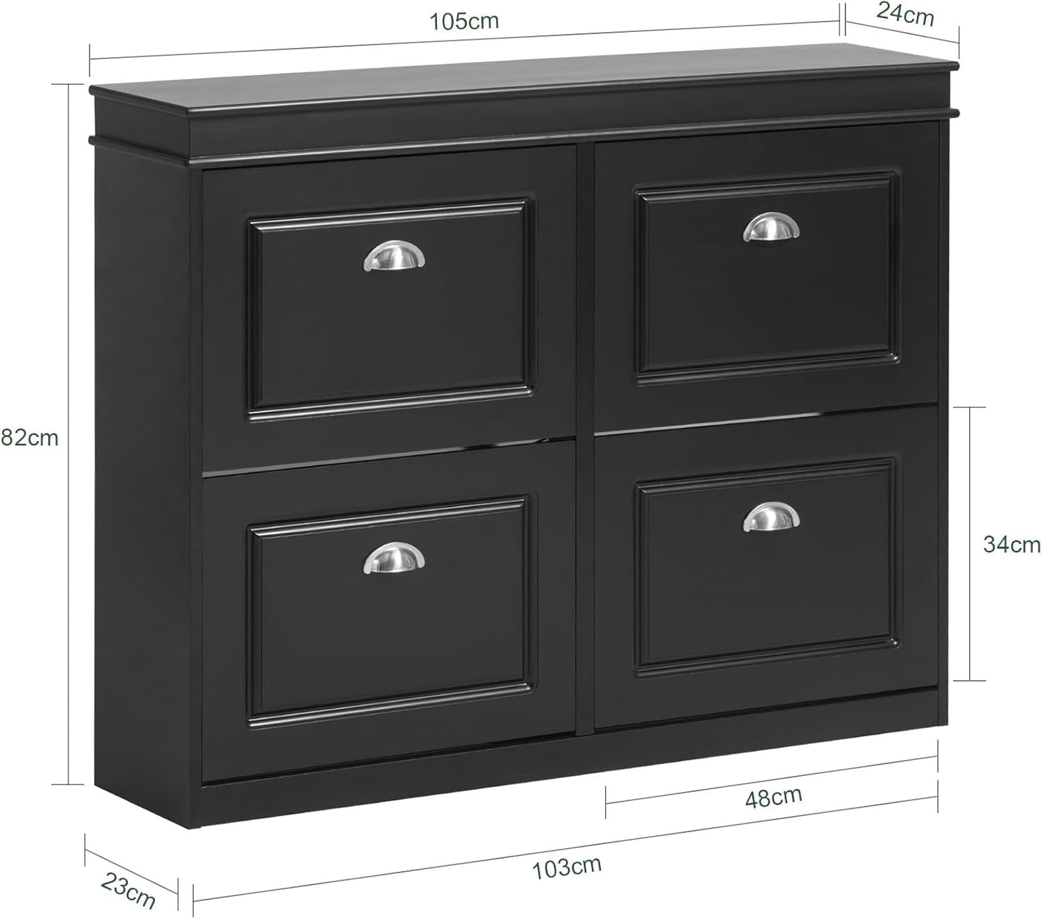 Slim Shoe Storage Cabinet with 4 Flip Drawers, Space-Saving 105x24x82cm