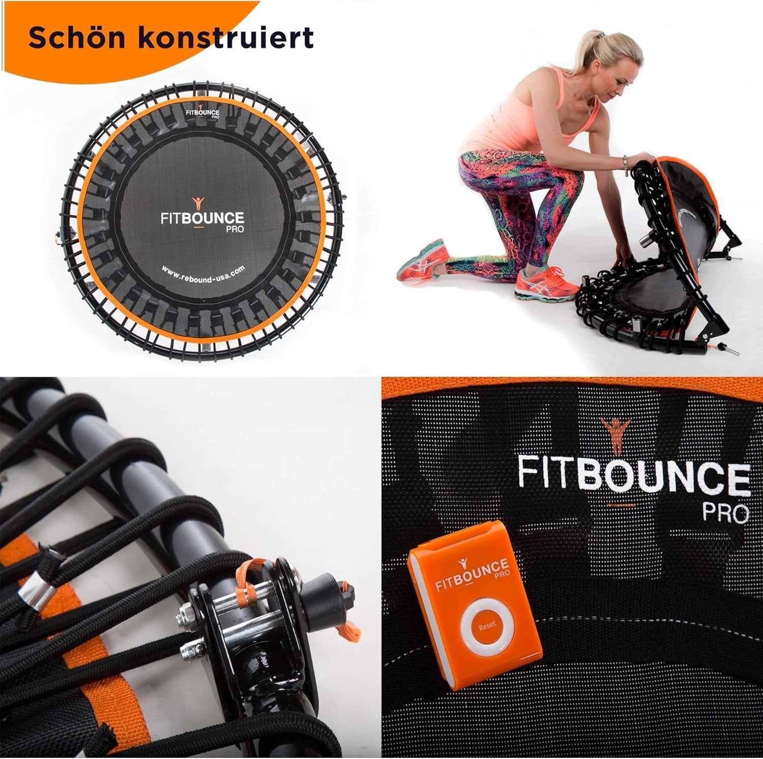 40in Bungee Rebounder Mini Trampoline Silent Folding 150kg Indoor