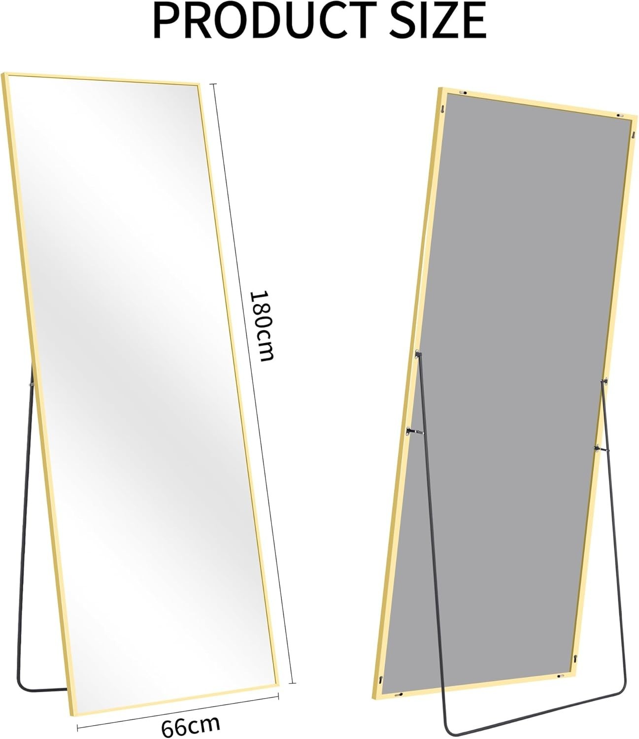 Full Length Gold Mirror 179x65cm Freestanding & Wall Mount Bedroom Use
