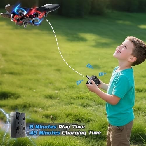 Kids RC Airplane Drone with Lights, Remote Control, 360° Flips, Easy Flight