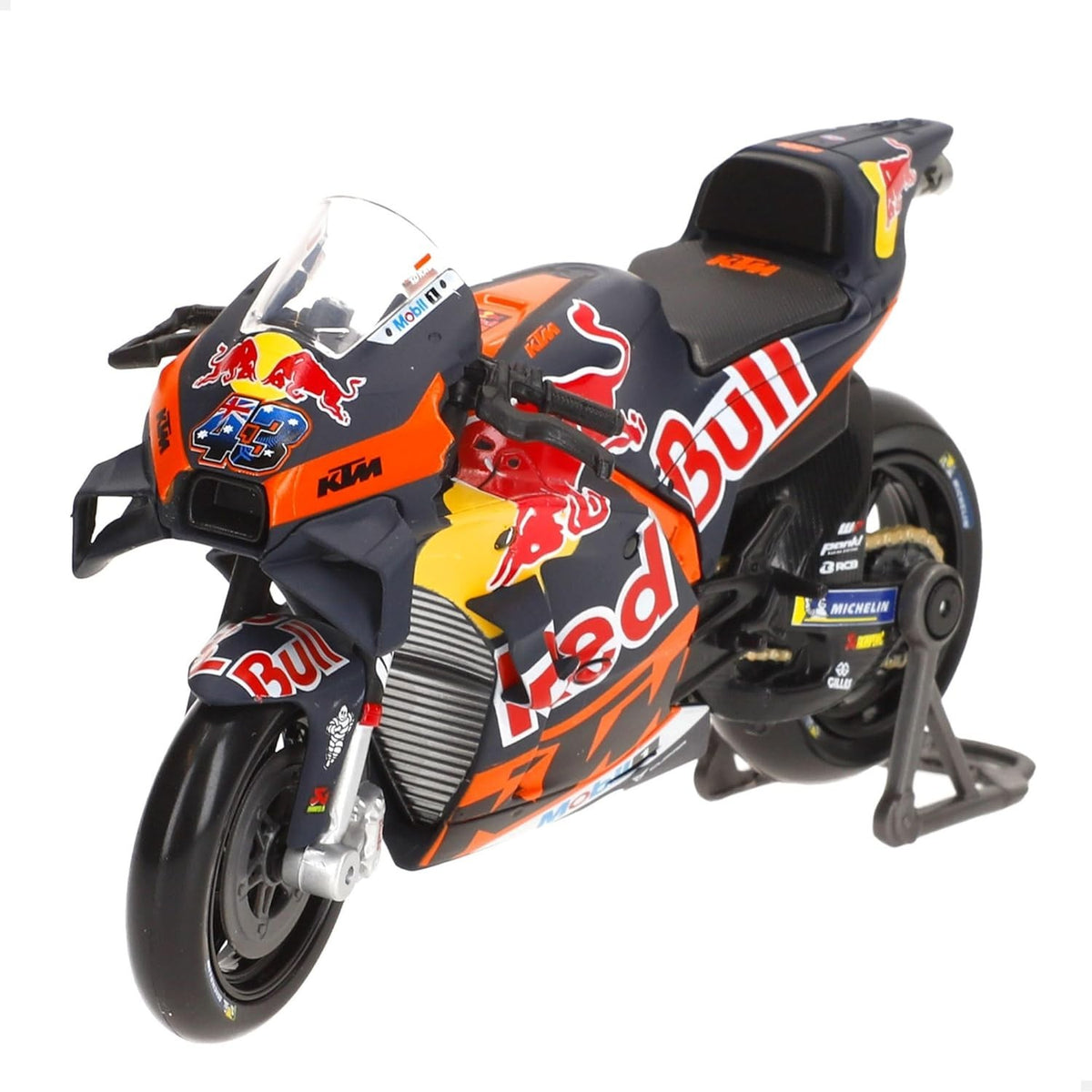 Detailed Die-Cast Red Bull Replica Motorbike Model with Display Stand