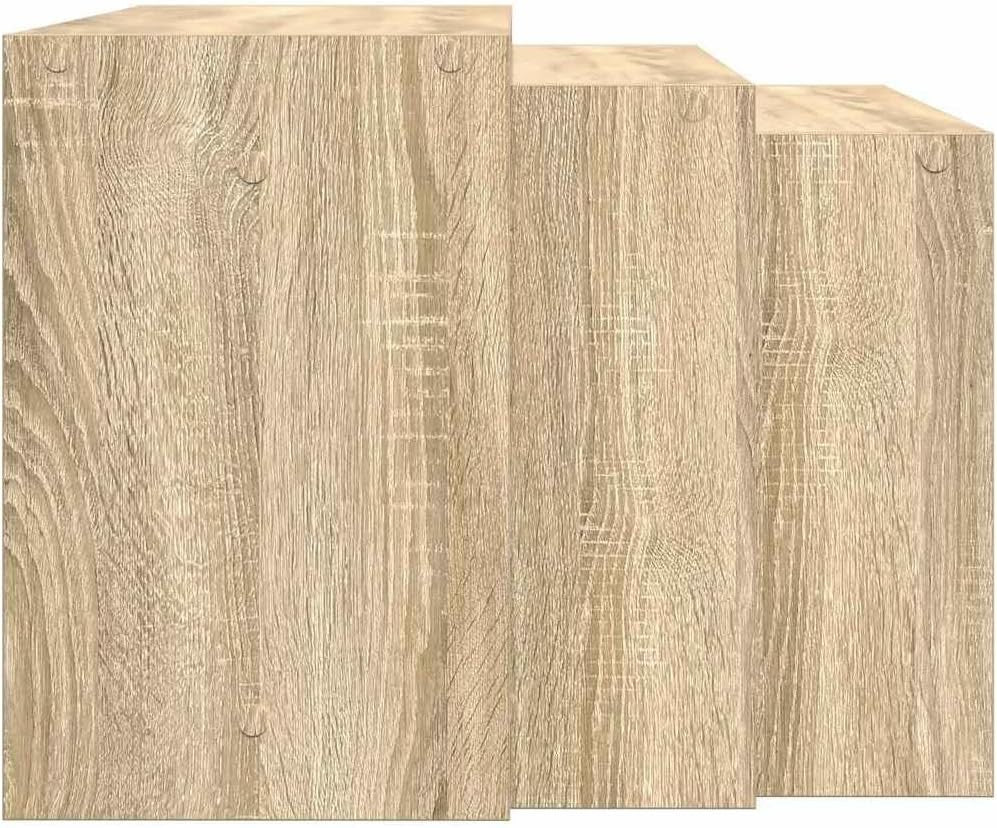 Modern Sonoma Oak End Table Set Nesting Side Coffee Tables Living Room