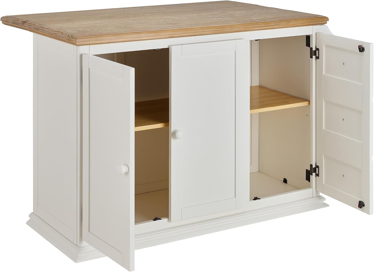 Kitchen Island Trolley with Extendable Oak Top & Storage Shelves, Rolling Unit