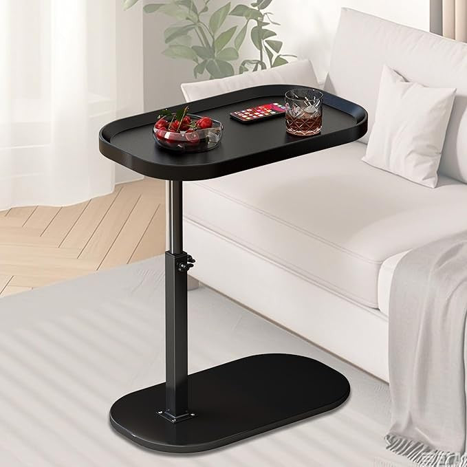 C Shaped Side Table Adjustable Height Swivel Laptop Sofa Narrow Desk