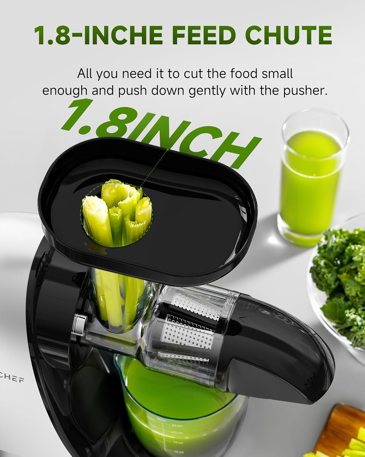 Cold Press Slow Juicer Masticating Whole Fruit High Yield Easy Clean White