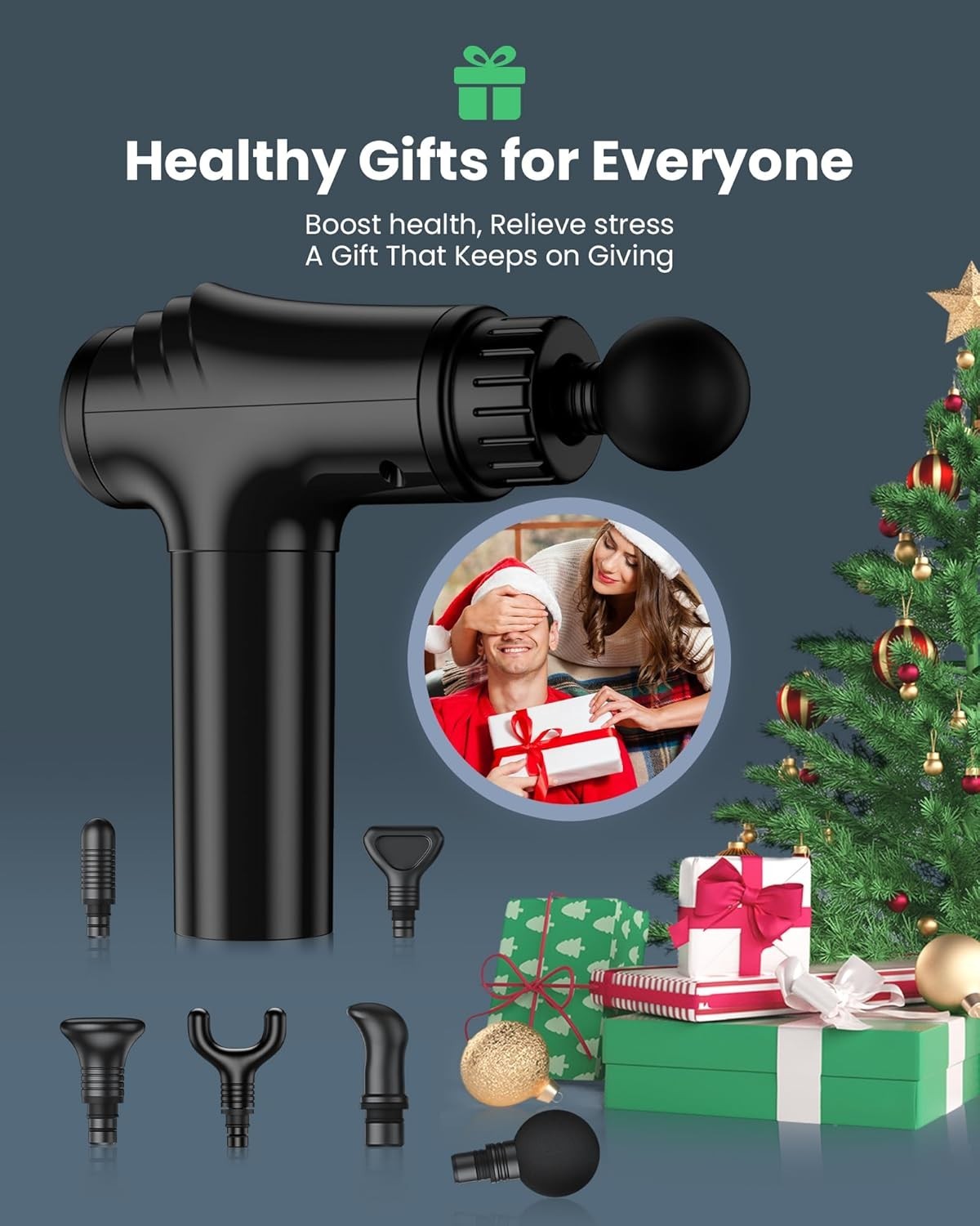 Deep Tissue Massage Gun Percussion Muscle Massager 30 Speeds 6 Heads