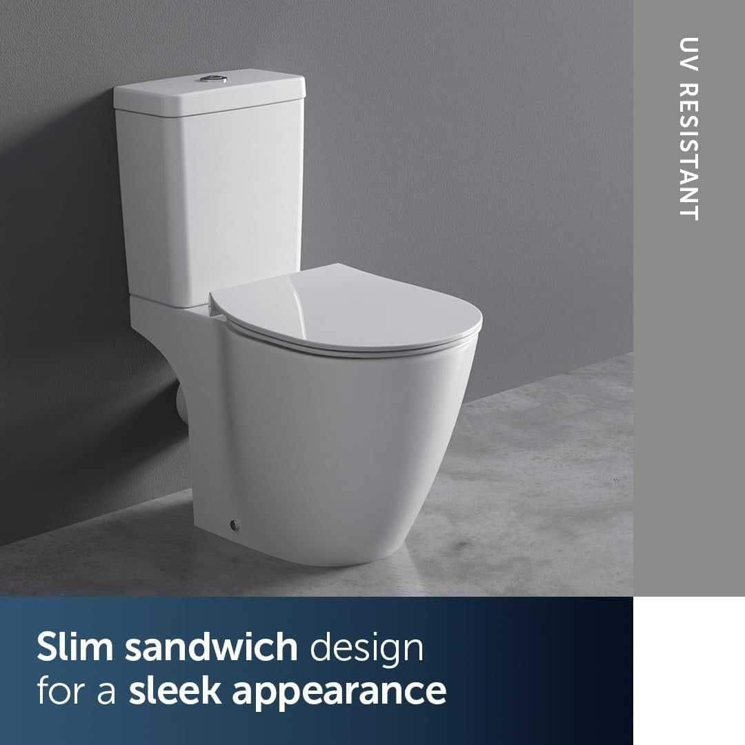 Connect Toilet Seat White Flat Durable Duroplast Stainless Hinges