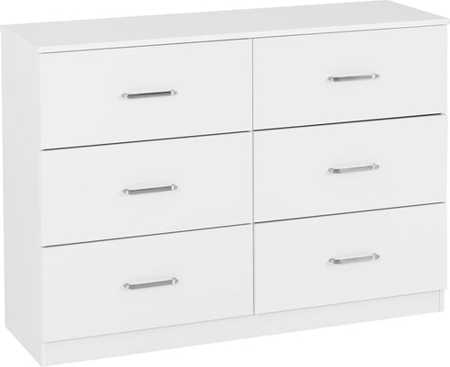 6 Drawer White Chest Bedroom Storage Organizer with Smooth-Glide Drawers
