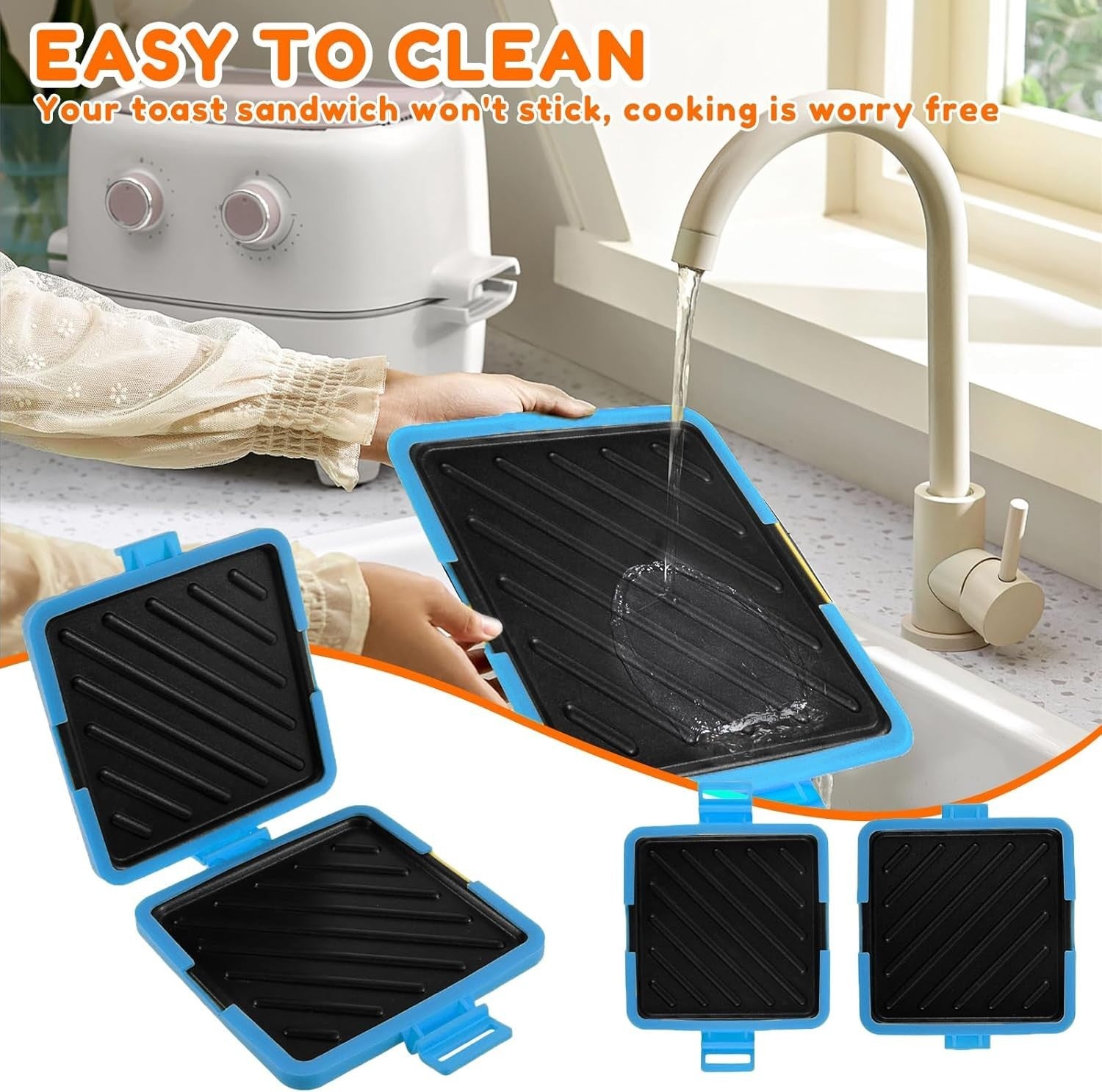 Microwave Toastie Maker Non Stick Silicone Sandwich Cooker Detachable Plate