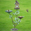 37" Cast Iron Bird Bath 3-in-1 Feeder & Birdhouse – Outdoor Garden Décor