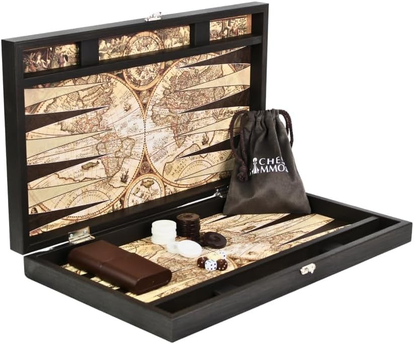 23 Inch Luxury Backgammon Set Leatherette Folding Board Game Gift