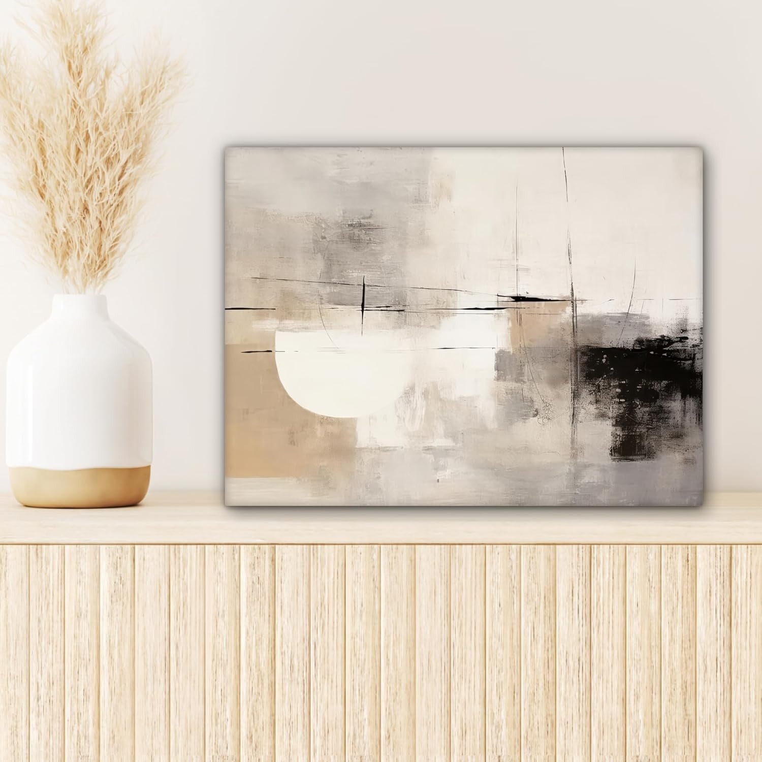 Grey Abstract Canvas Wall Art 40x30cm Framed Modern Print