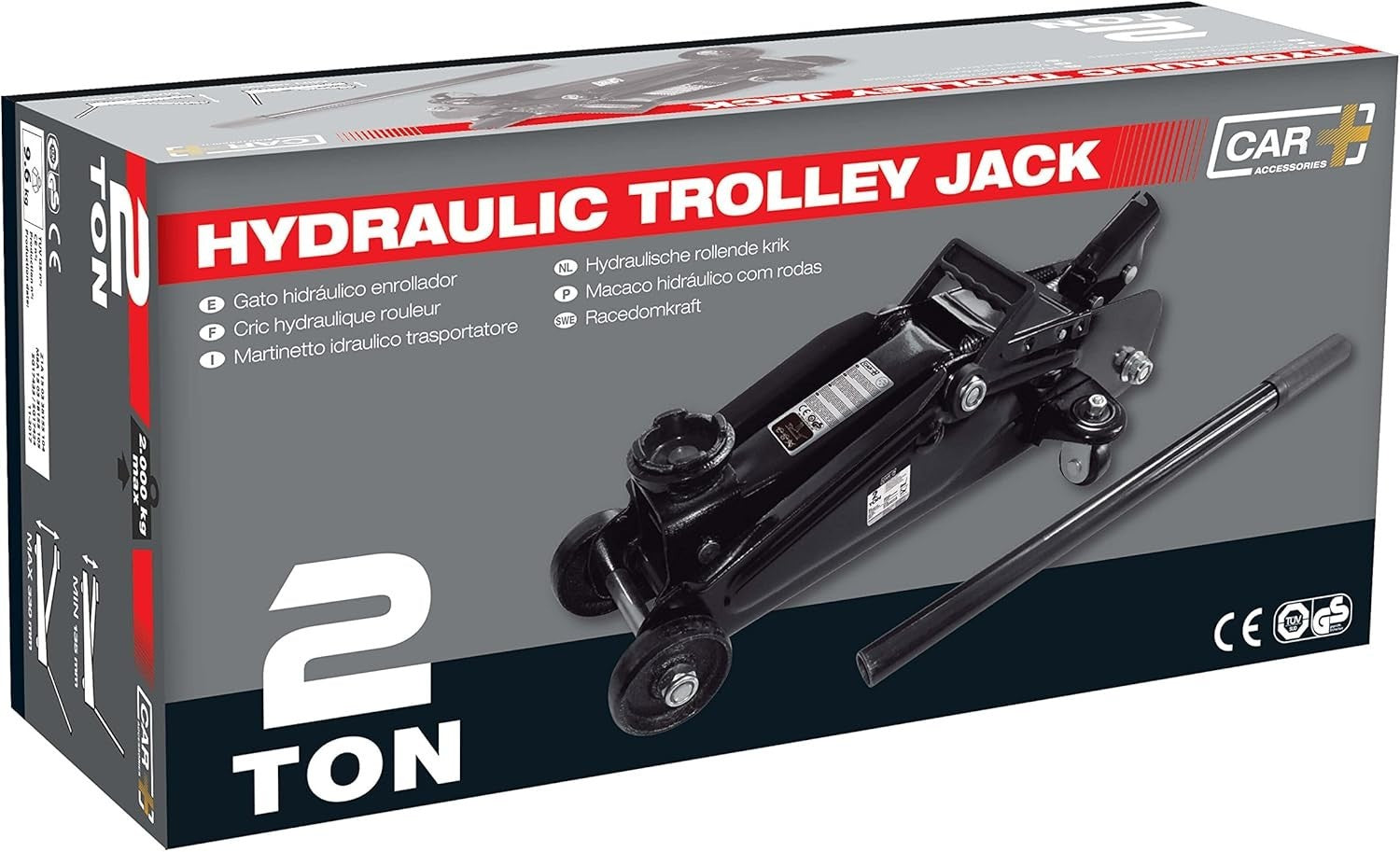 2 Ton Hydraulic Trolley Jack 135–330mm Lightweight Car Lift with Carry Case
