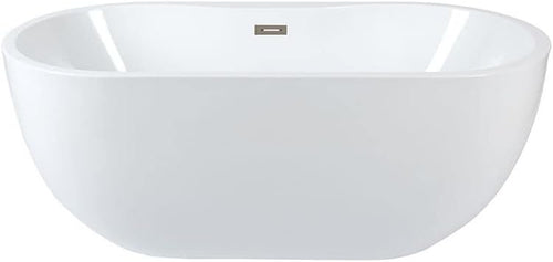 White Double Ended Freestanding Oval Bath 1800x750mm Nickel Waste Overflow