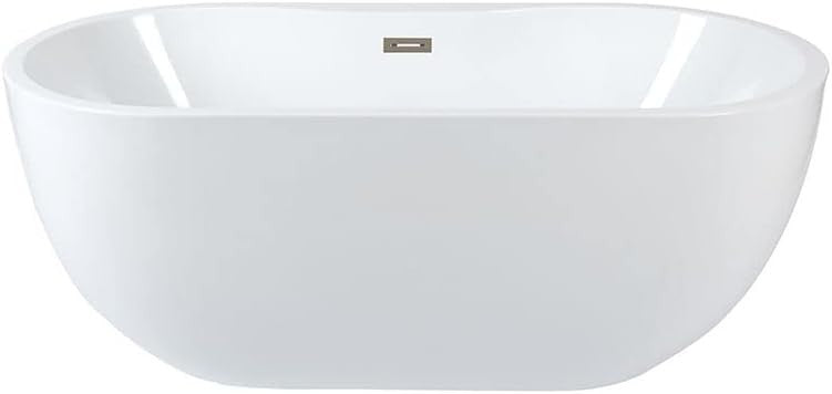 White Double Ended Freestanding Oval Bath 1800x750mm Nickel Waste Overflow