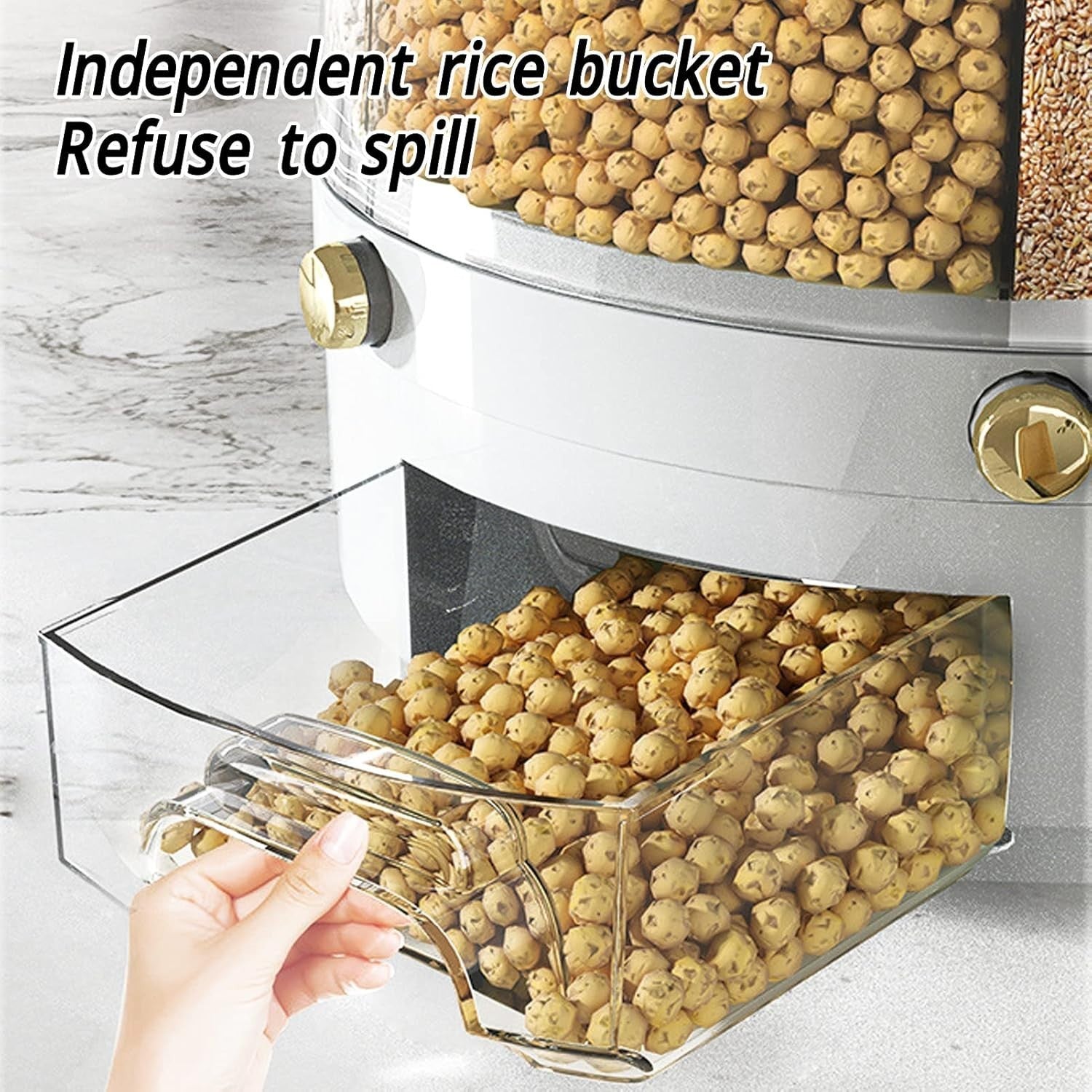 6KG Rotating Grain Storage Box 6 Compartment Rice Dispenser Organizer