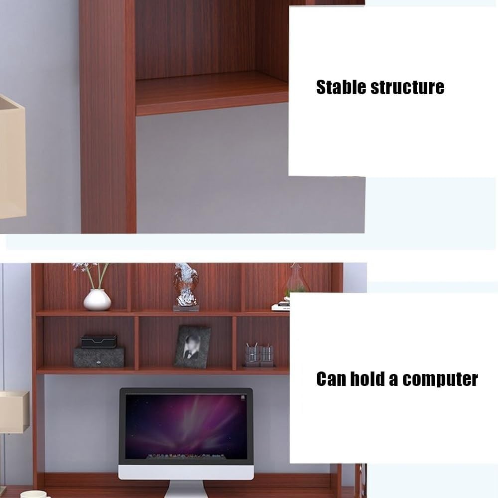 Wood Desktop Bookshelf Organizer | 7-Shelf Storage Hutch 80cm Natural