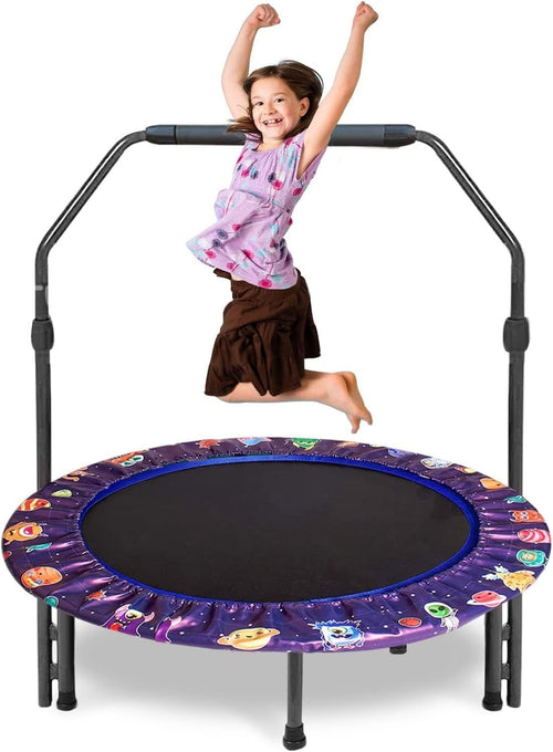 36 Inch Kids Trampoline Adjustable Handle Foldable Indoor Outdoor Bungee