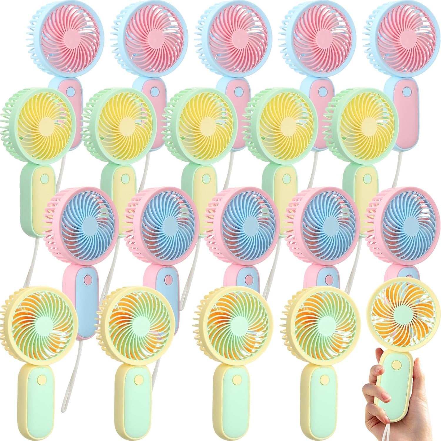 20x Mini USB Rechargeable Handheld Fans Portable Small Cool Travel Set 4 Colours