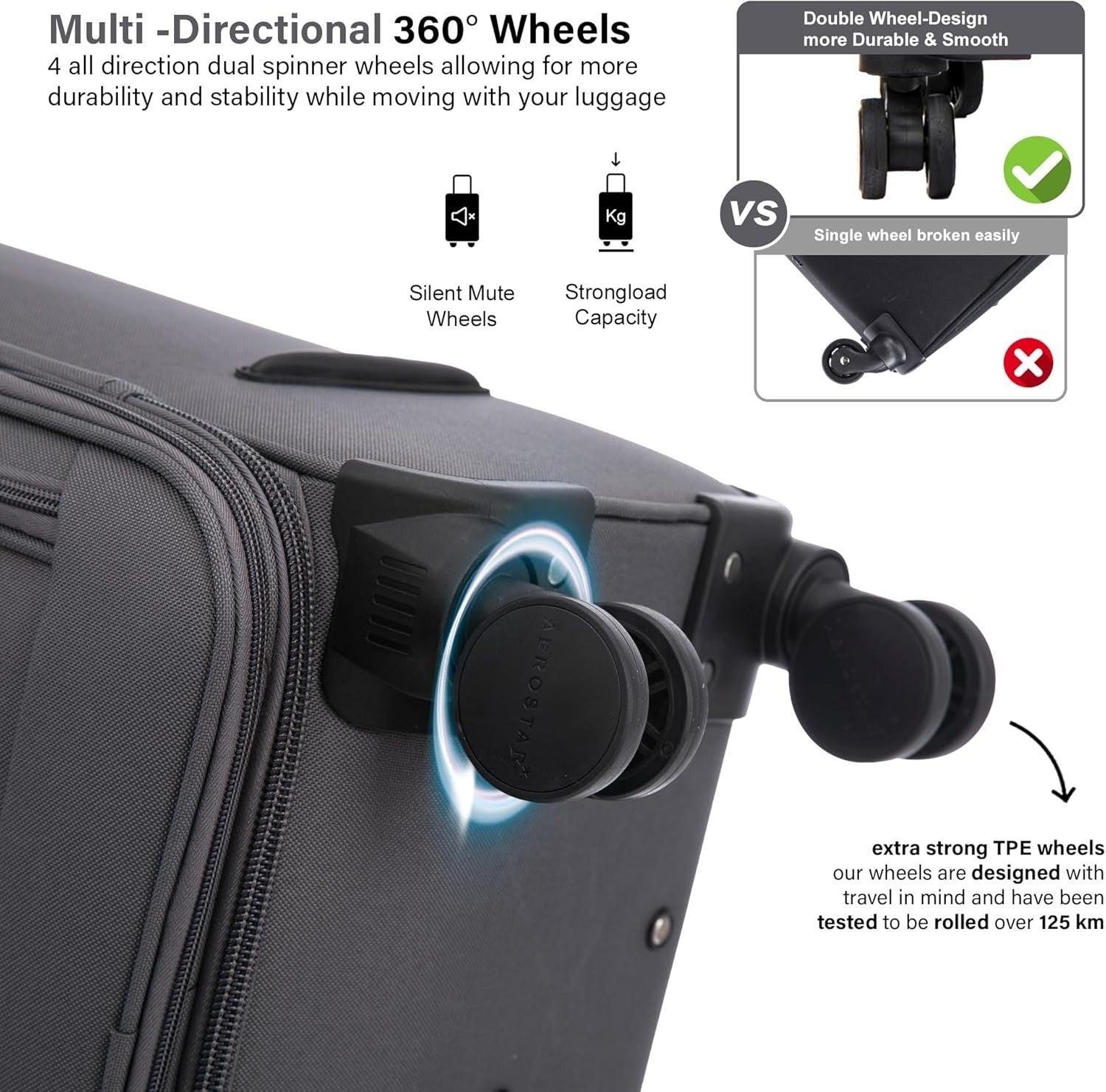 Medium 26” Expandable Soft Shell Suitcase Lightweight 4 Spinner Wheels Lock 78L