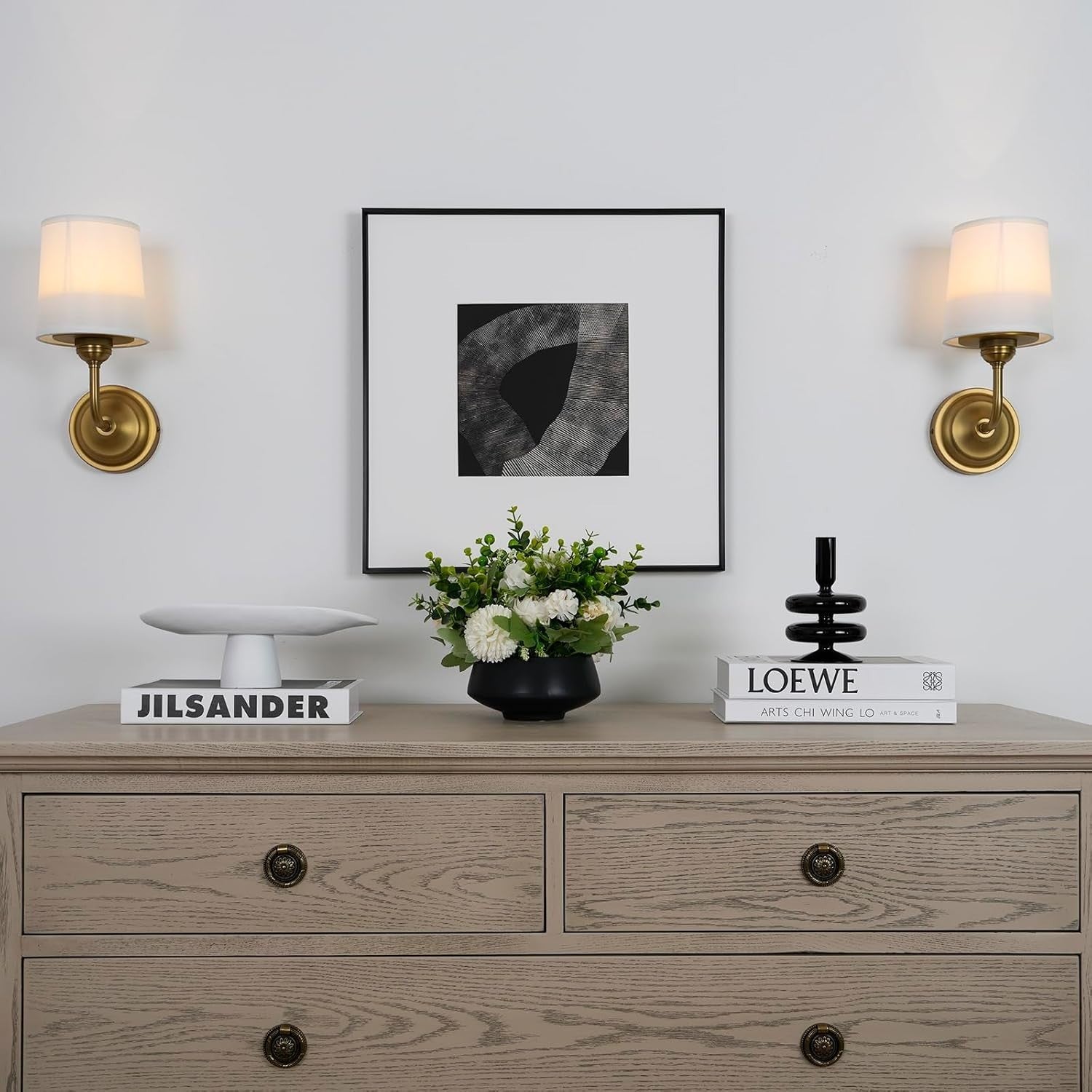 Battery Wall Lights Set of 2 Dimmable Remote Control Sconce Lamps