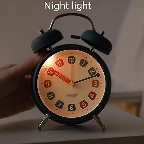 Loud Twin Bell Alarm Clock 4 Inch Silent Non Ticking Heavy Sleepers Bedside