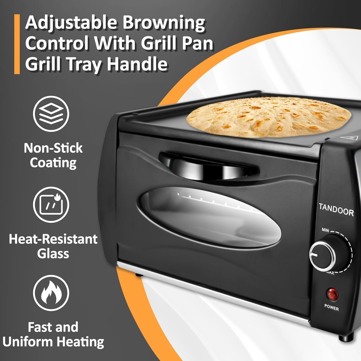 Electric Tandoor Oven 2100W Mini Pizza Maker Non-Stick Grill Kitchen Cooker