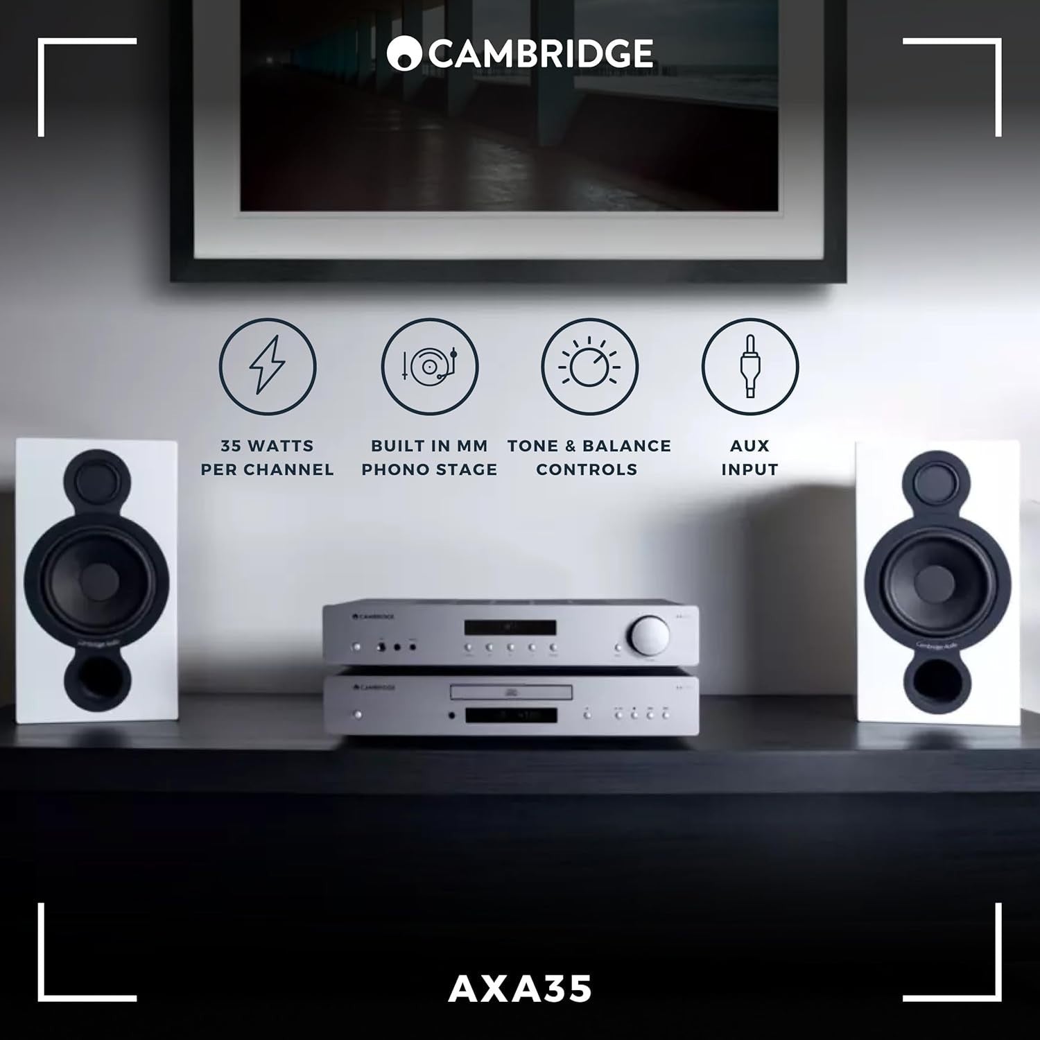 35W Stereo Amplifier with Phono Stage Aux Headphone