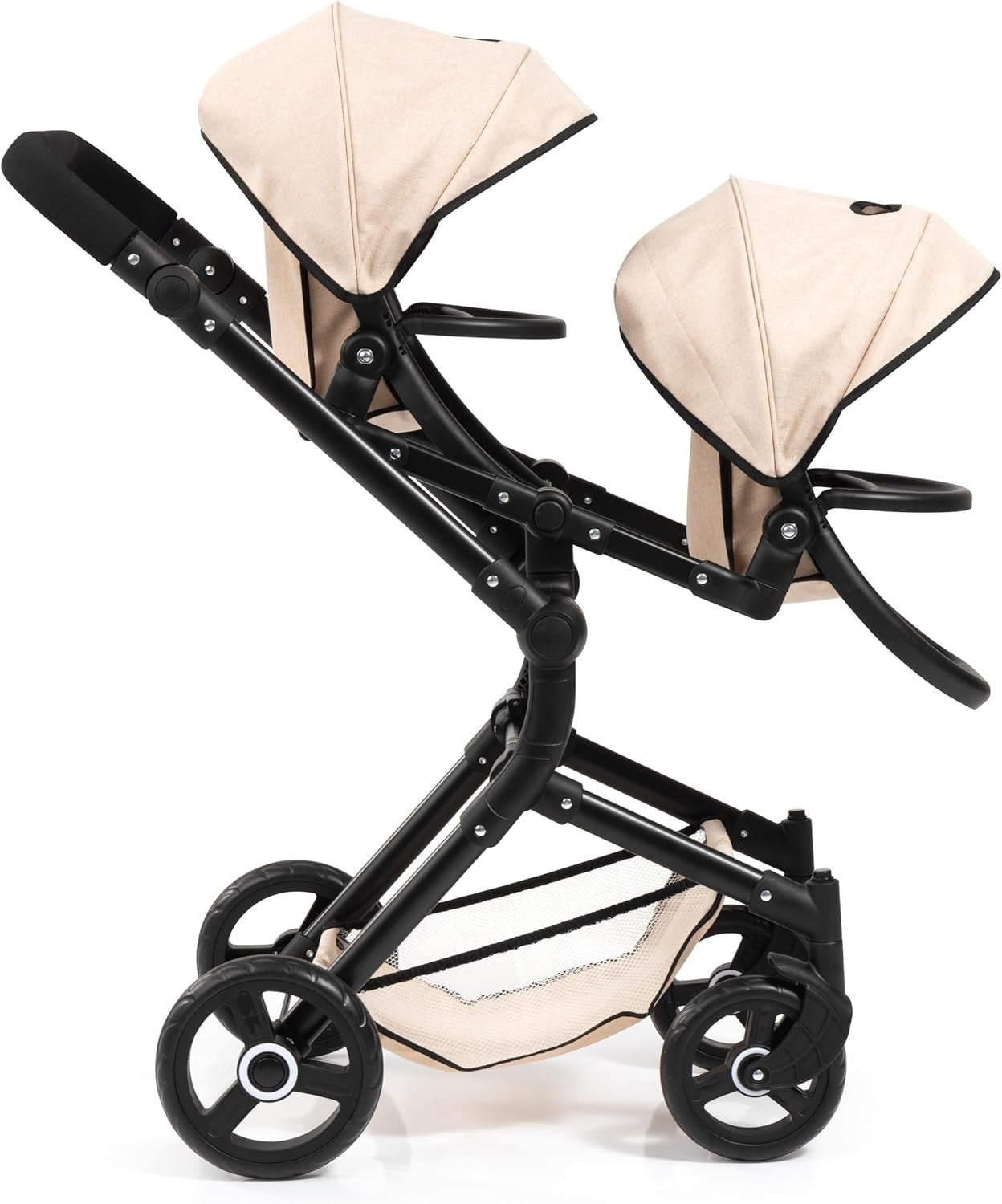 Twin Doll Pram Tandem Stroller Adjustable Reversible Handle Foldable 46cm
