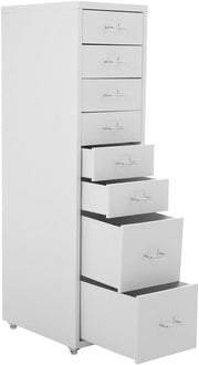 Tall Slim Metal Rolling Cabinet 8 Drawer Mobile File Storage Tower