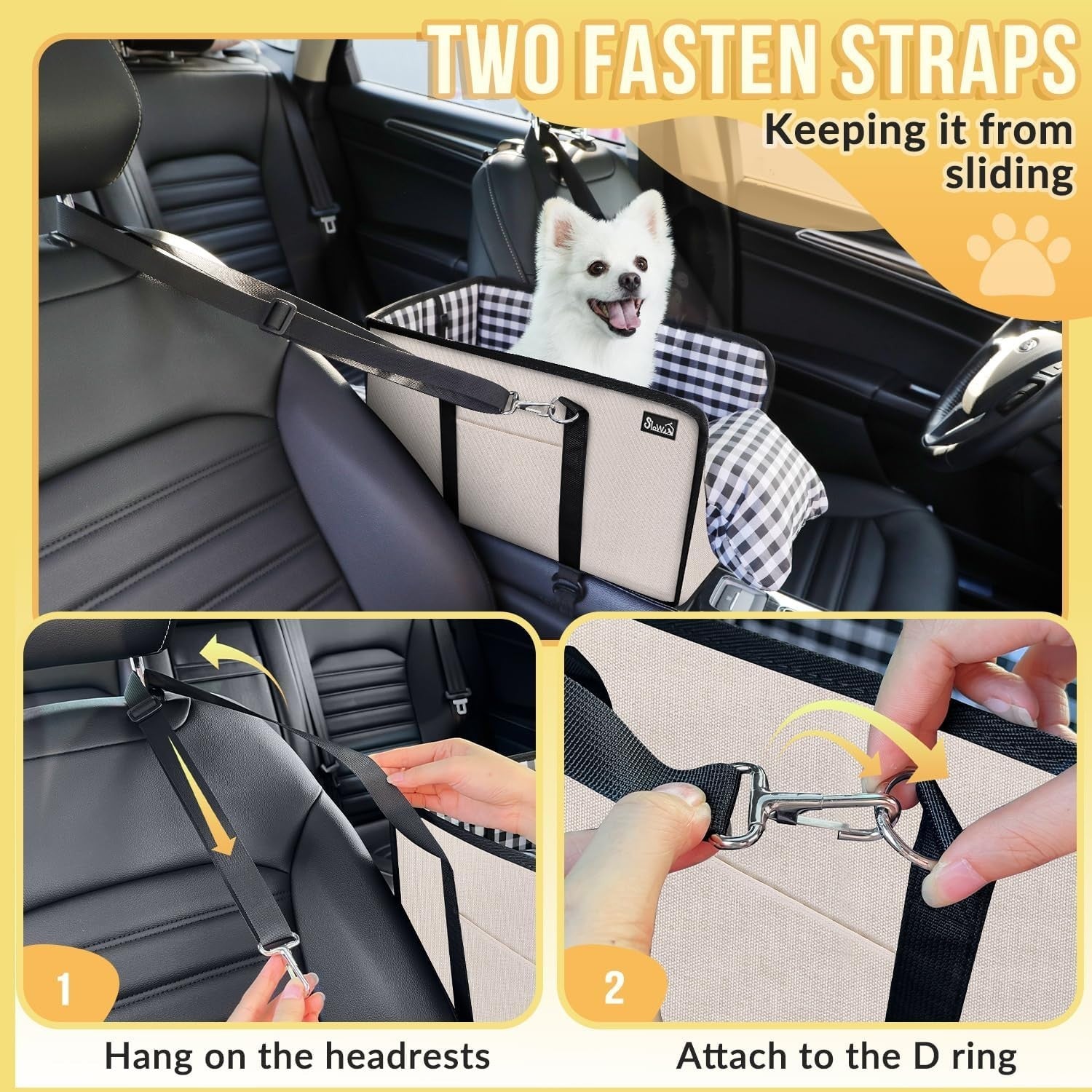 Console Dog Car Seat Booster Carrier Safety Belt Travel Bed Small Dogs