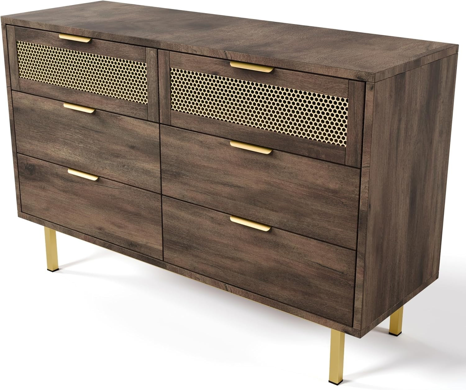 Dark Brown Sideboard Cabinet with 3 Drawers, 2 Doors & Adjustable Shelves