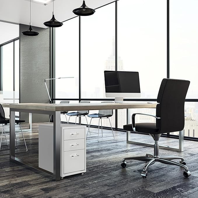 3 Drawer Metal File Cabinet with Wheels Under Desk Office Storage Unit Rolling