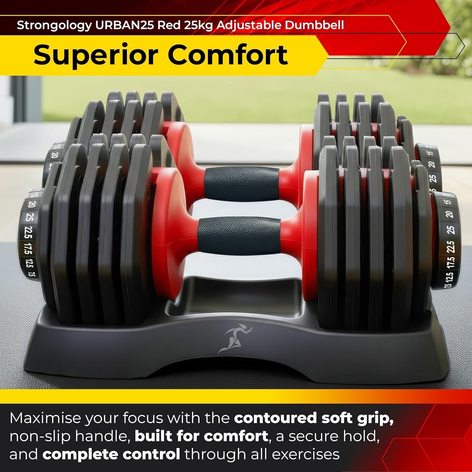 2.5–25KG Adjustable Smart Dumbbells Pair Dial System Non-Slip Home Gym