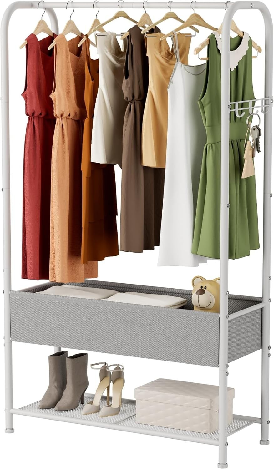 White Clothes Rail with Mesh Shelf – Heavy Duty 81×30×183cm