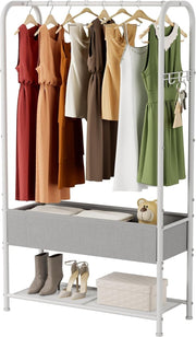White Clothes Rail with Mesh Shelf – Heavy Duty 81×30×183cm