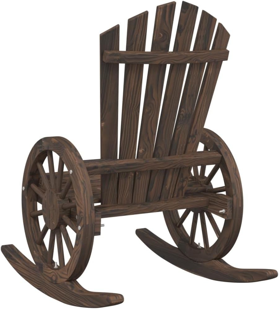 Wood Rocking Garden Chair Outdoor Adirondack Seat Rustic Comfort Deck Lawn