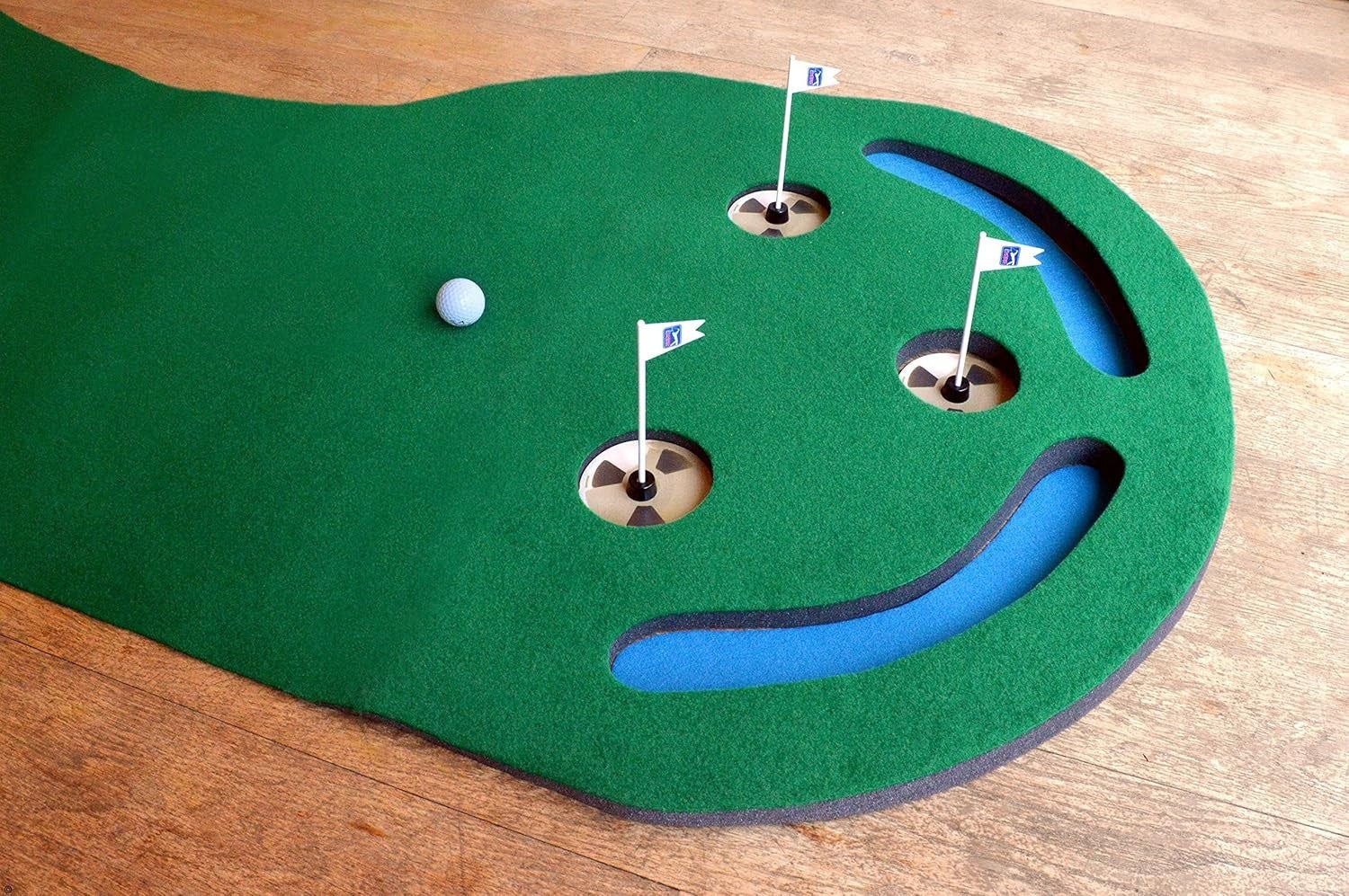 3 Hole Golf Putting Mat 9ft Indoor Practice Green Training Aid