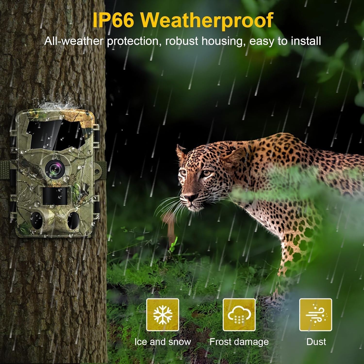 5K Trail Camera 64MP WiFi Night Vision Wildlife Camera Motion Sensor