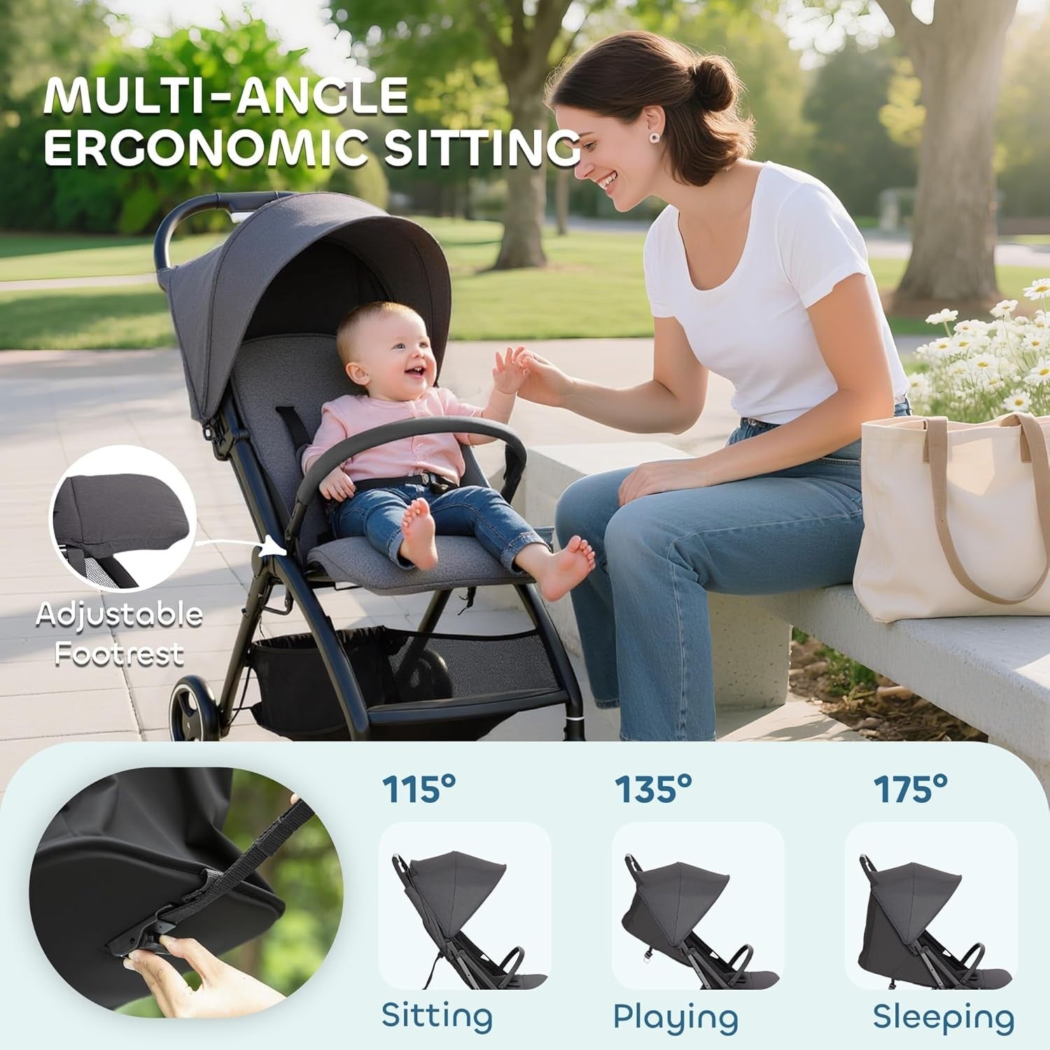 Compact Baby Pushchair One Hand Fold Lightweight Toddler Stroller from Birth