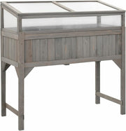 Raised Wooden Garden Bed with Greenhouse 110x54x120cm UV Cover for Plants