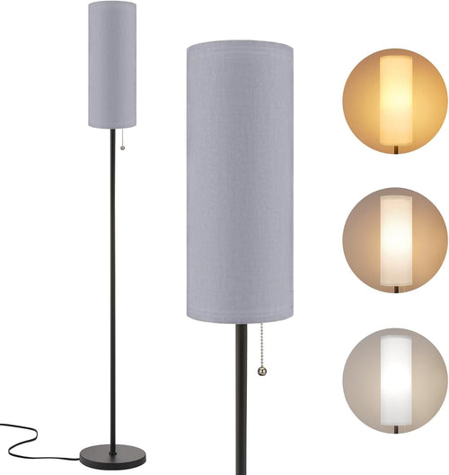 Grey Floor Lamp 64in Standing Lamp 3 Colour Bulb Bedroom Living Room