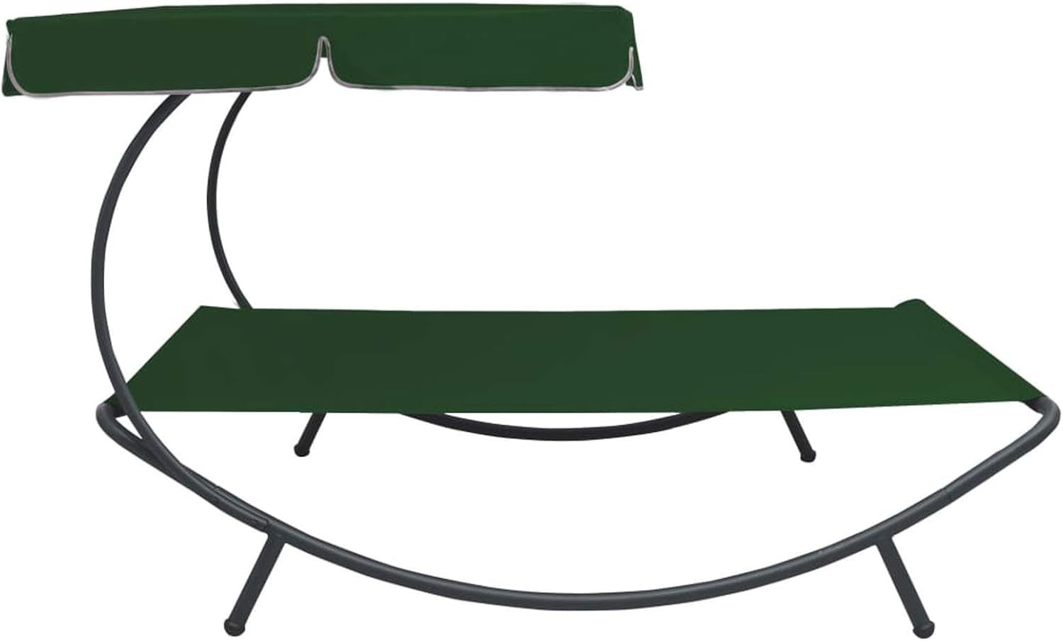 Outdoor Double Lounge Bed with Canopy & Stool Green Wicker Patio Set