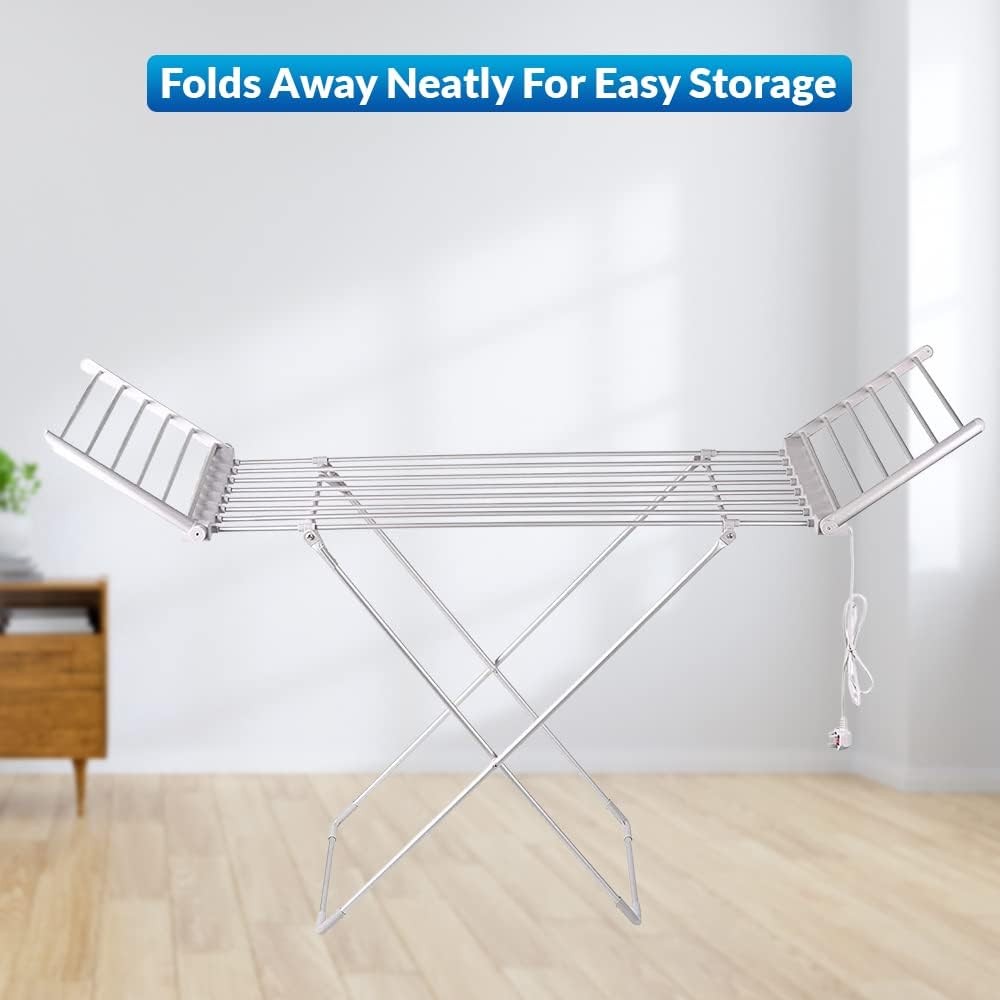 Electric Heated Clothes Airer Folding Indoor Laundry Dryer Wings