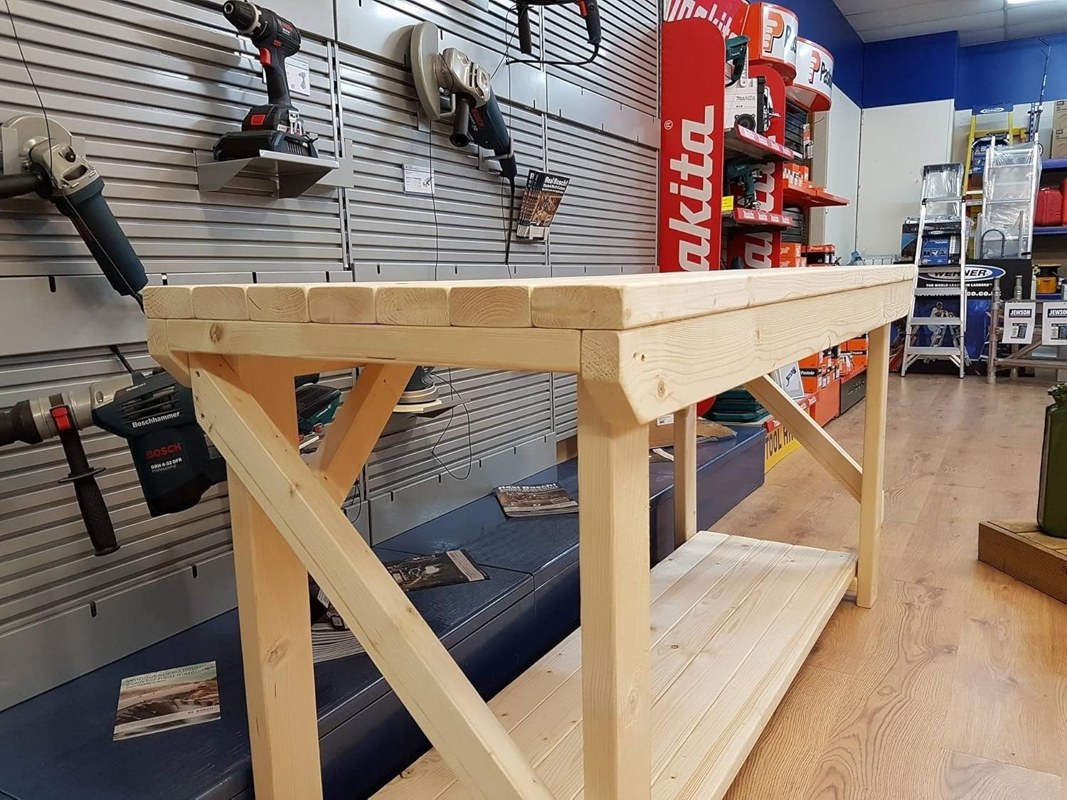 6ft Heavy Duty Wooden Workbench Strong Softwood Garage Workshop Table